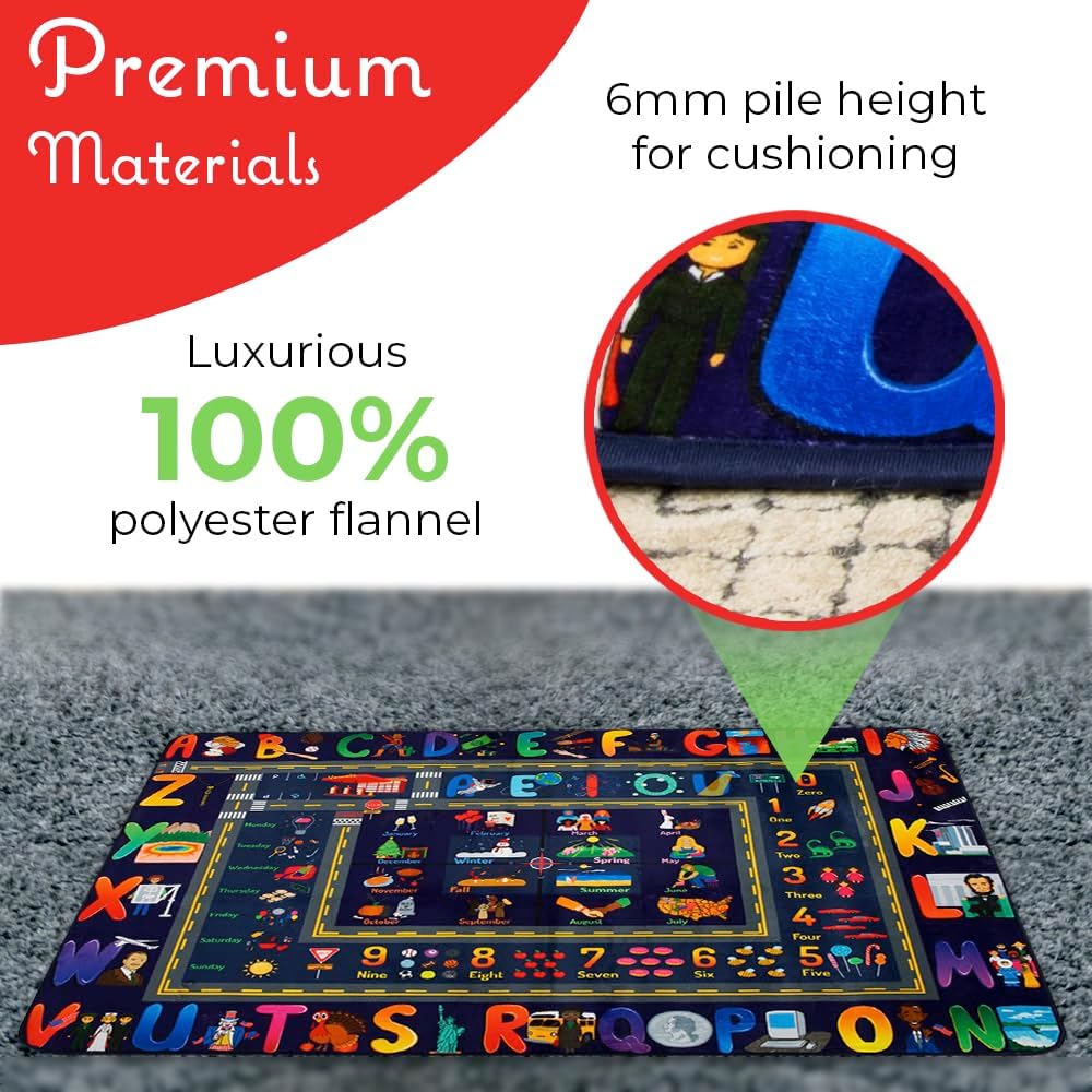 ABC Baby Play Mat Educational Alphabet Kids Rug for Nursery, Classroom, Playroom, Bedroom, Daycare Floor Playmats for Boys, Girls, Babies, Toddlers Room Decor 5' x 7'