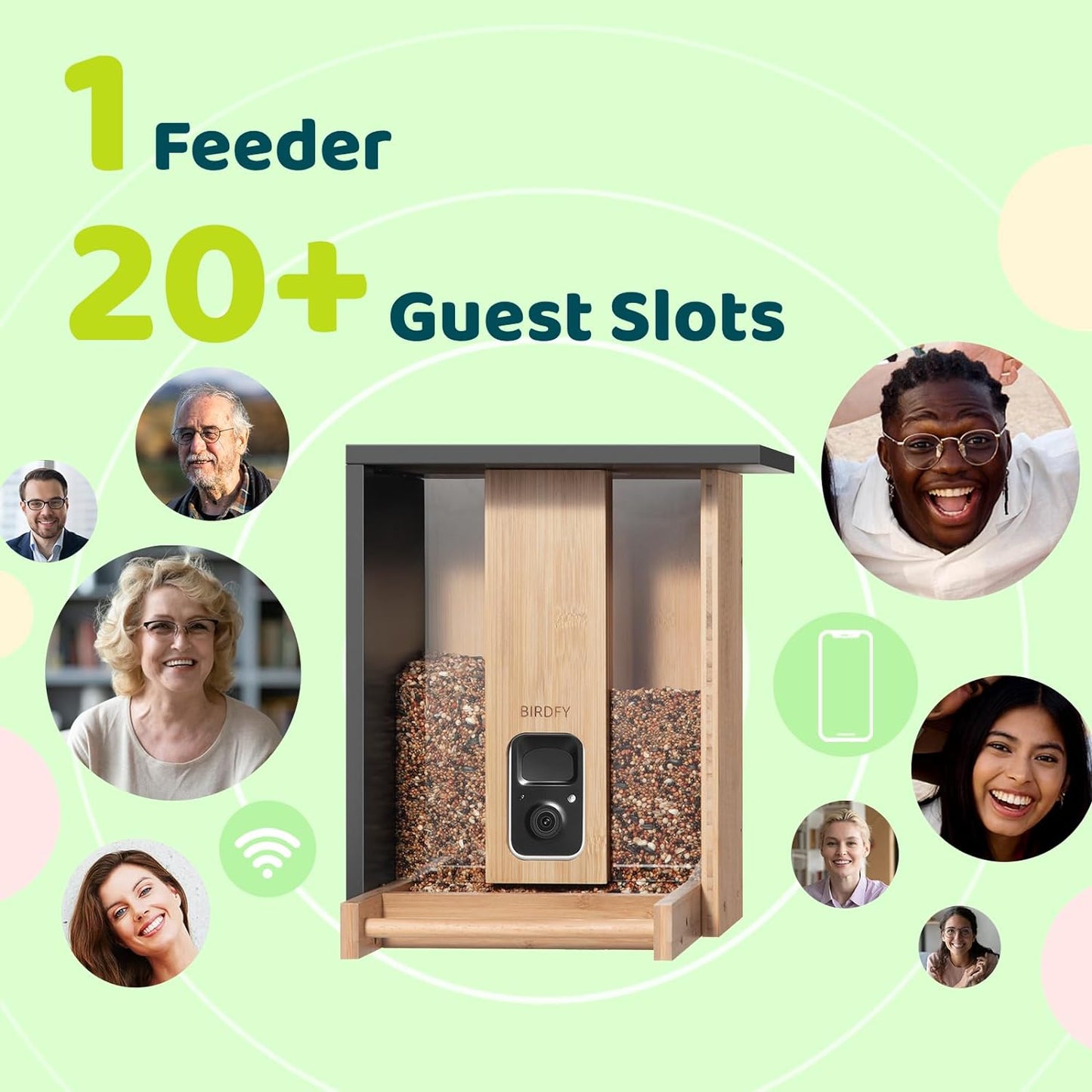 NETVUE by Birdfy AI Smart Bird Feeder with Camera Solar Powered Permanent AI Identify 6000 Bird Species & Motion Detection Renewable Upgraded Bamboo Wood Bird Feeder Camera Ideal Gift
