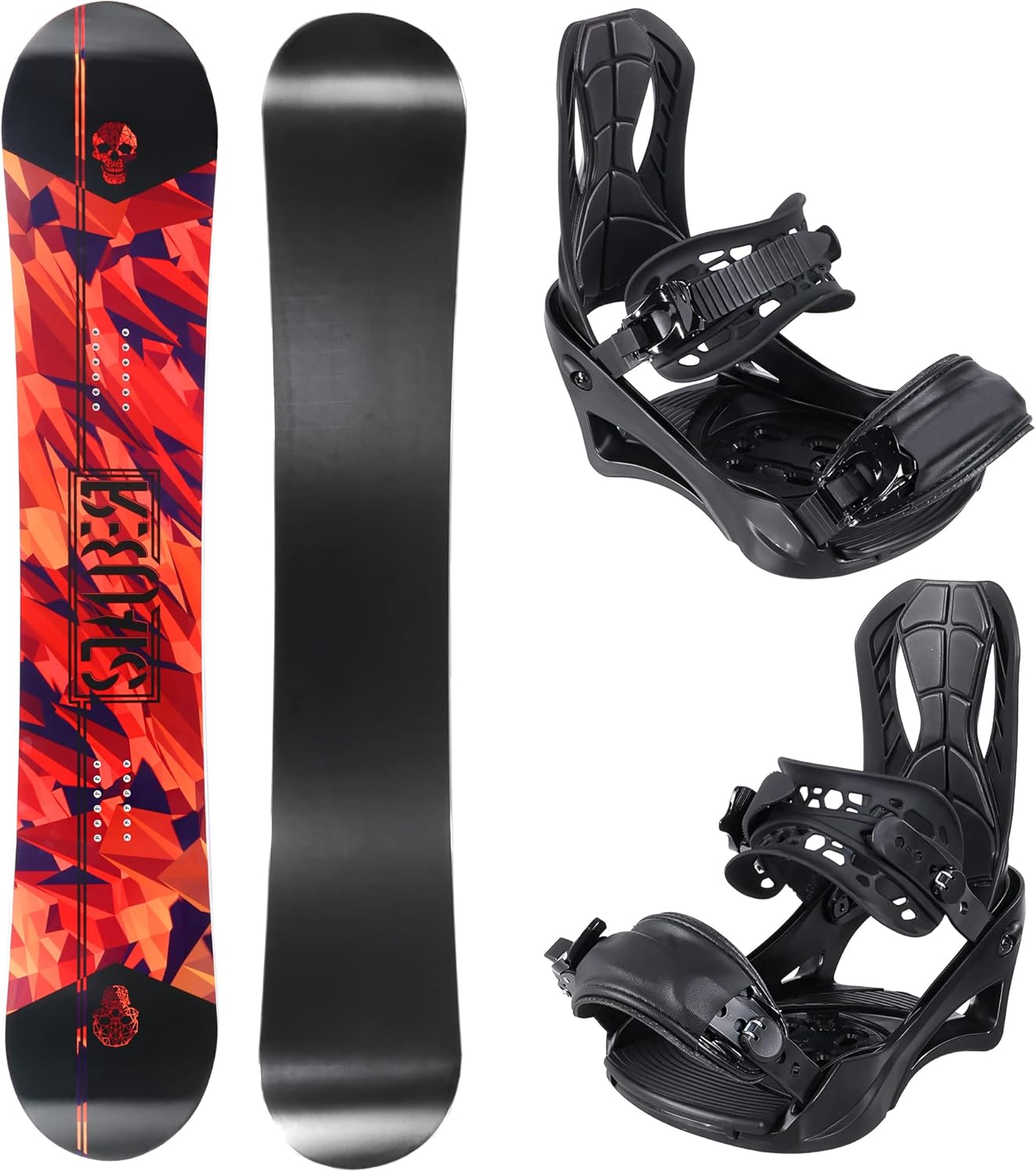 STAUBER Summit Snowboard & Binding Package Size 148 - Best All-Terrain, Twin Directional, Hybrid Profile Snowboard & Bindings for All Levels