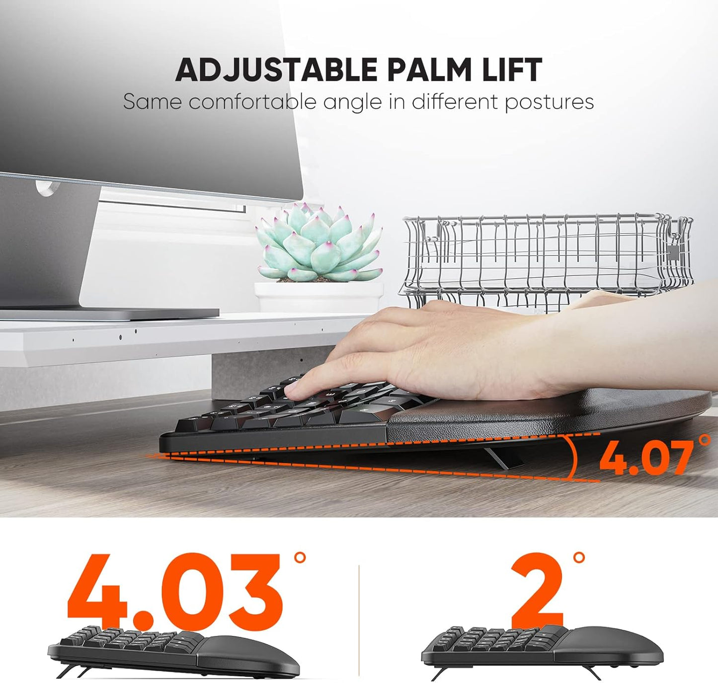MEETION Ergonomic Wireless Keyboard and Mouse, Ergo Keyboard with Vertical Mouse, Split Arch Keyboard with Cushioned Wrist Palm Rest, Natural Typing Rechargeable Full Size, Windows/Mac/Computer/Laptop