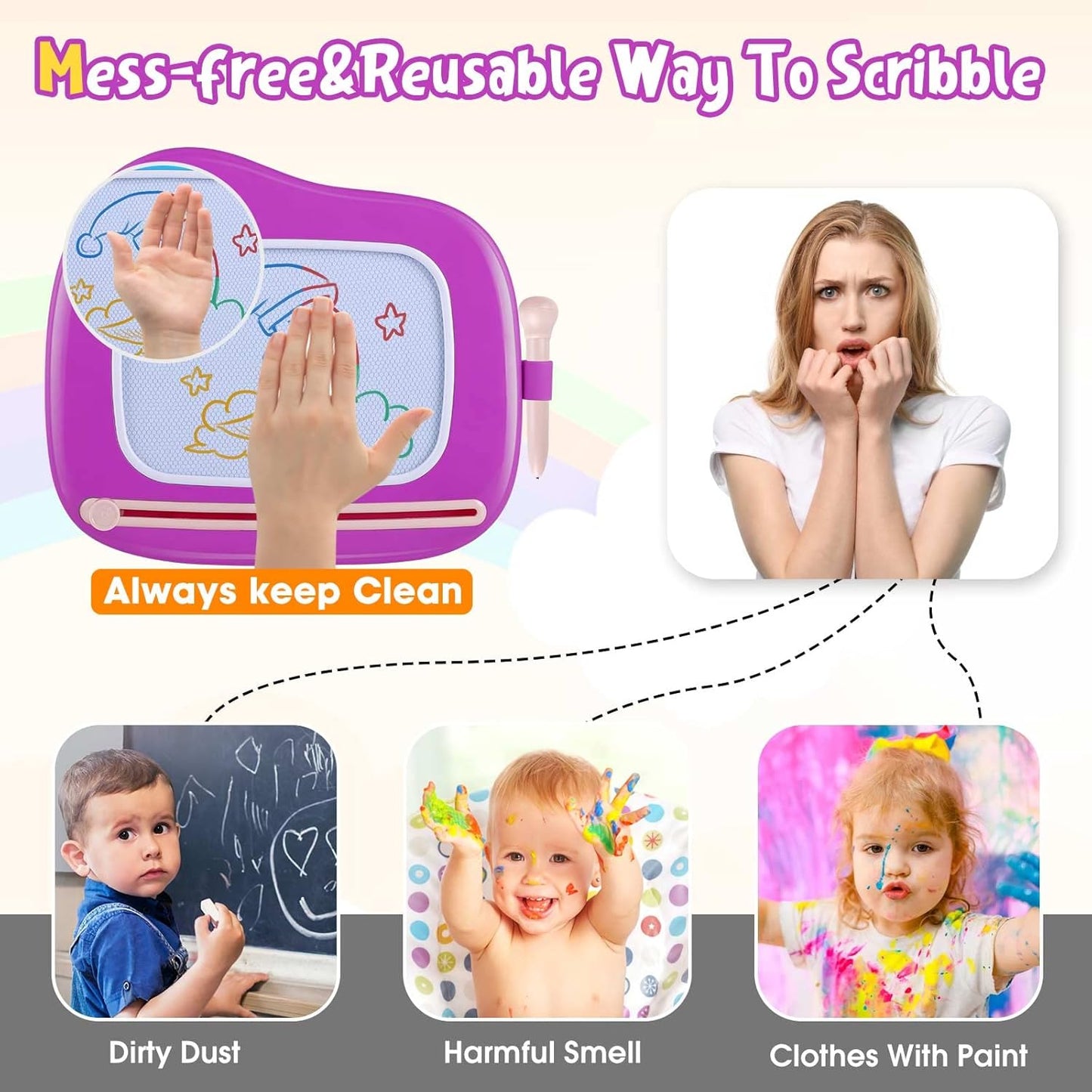 Smasiagon Toddler Toys Age 1-2 Year Old Boys Girls, Magnetic Drawing Doodle Board Valentines Day Gifts for Kids Educational Learning Toys for 1 2 3 Year Old Boys Girls Birthday Gifts (Purple)