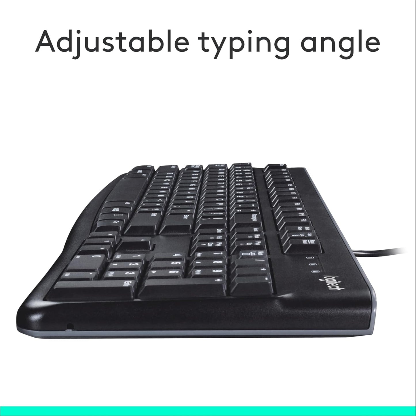 Logitech K120 Wired Keyboard for Windows, Plug and Play, Full-Size, Spill-Resistant, Curved Space Bar, Compatible with PC, Laptop - Black