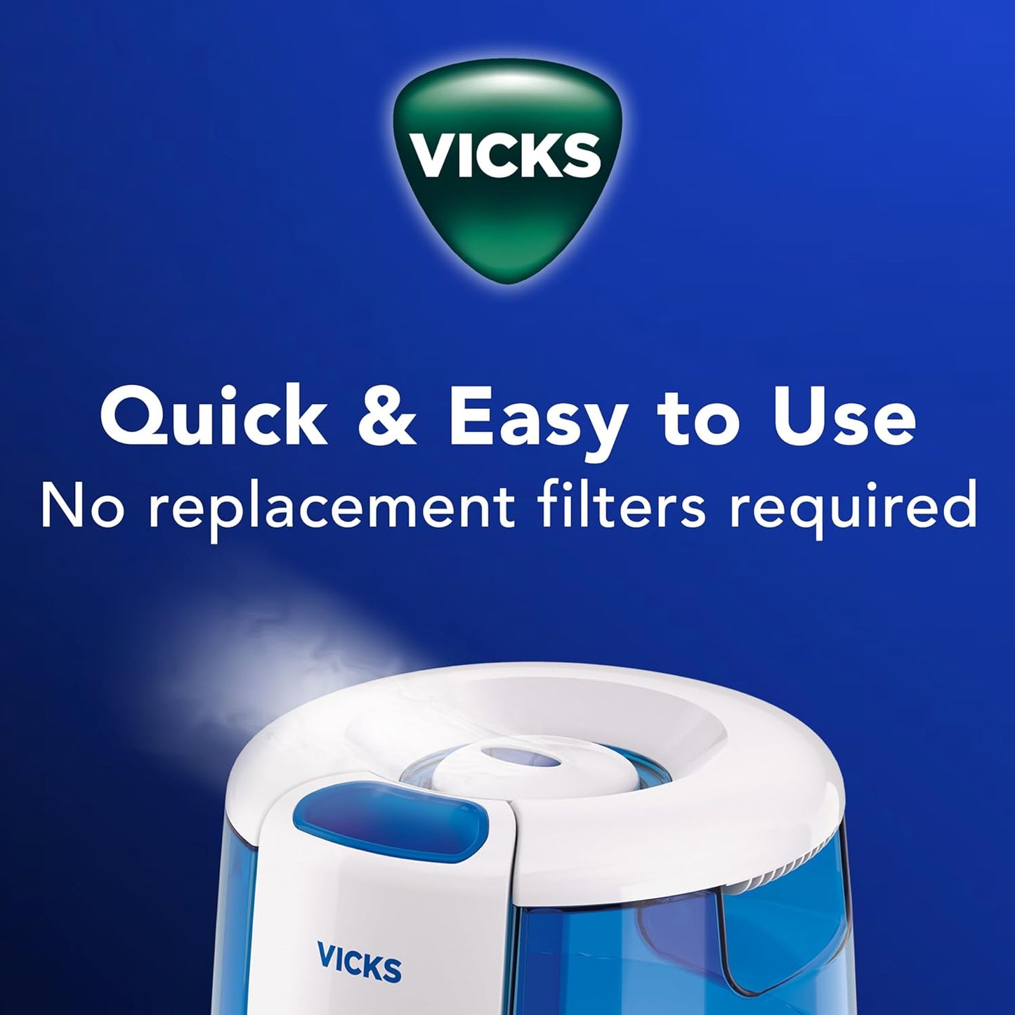 Vicks CoolRelief Cool Mist Humidifier Small to Medium Room Vaporizer for Baby, Kids, Adults, 1.2 Gal