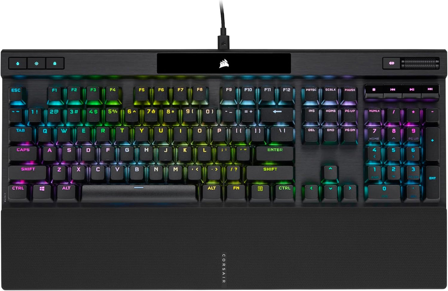 Corsair K70 RGB PRO Wired Mechanical Gaming Keyboard (Cherry MX RGB Red Switches: Linear and Fast, 8,000Hz Hyper-Polling, PBT Double-Shot PRO Keycaps, Soft-Touch Palm Rest) QWERTY, NA - Black