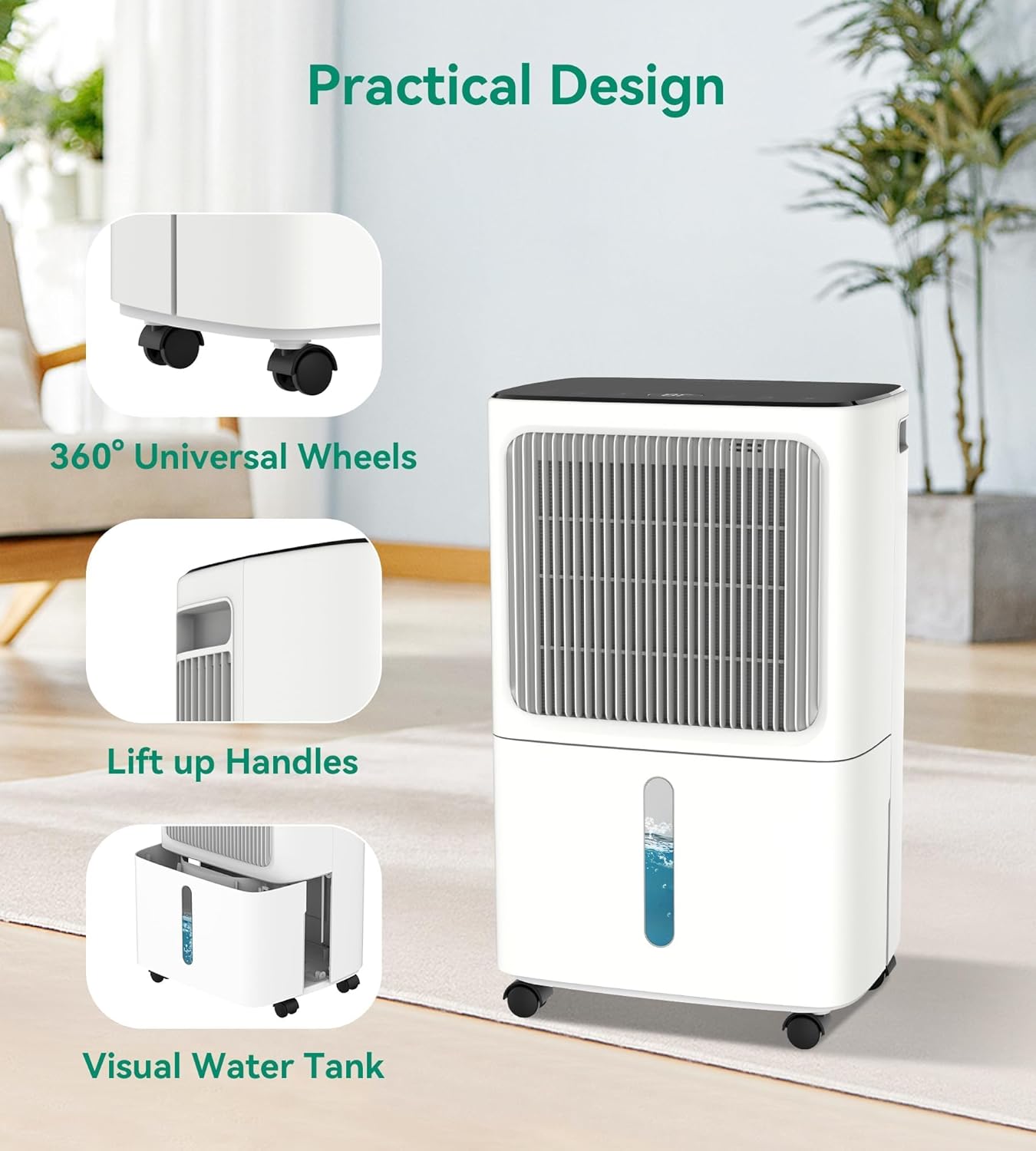 Dehumidifier for Basement with Drain Hose Max 34 Pint, VEAGASO 2500 Sq.Ft Dehumidifiers for Home, Large Room, Bathroom, Three Operation Modes, Intelligent Humidity Control, Dry Clothes, 24HR Timer