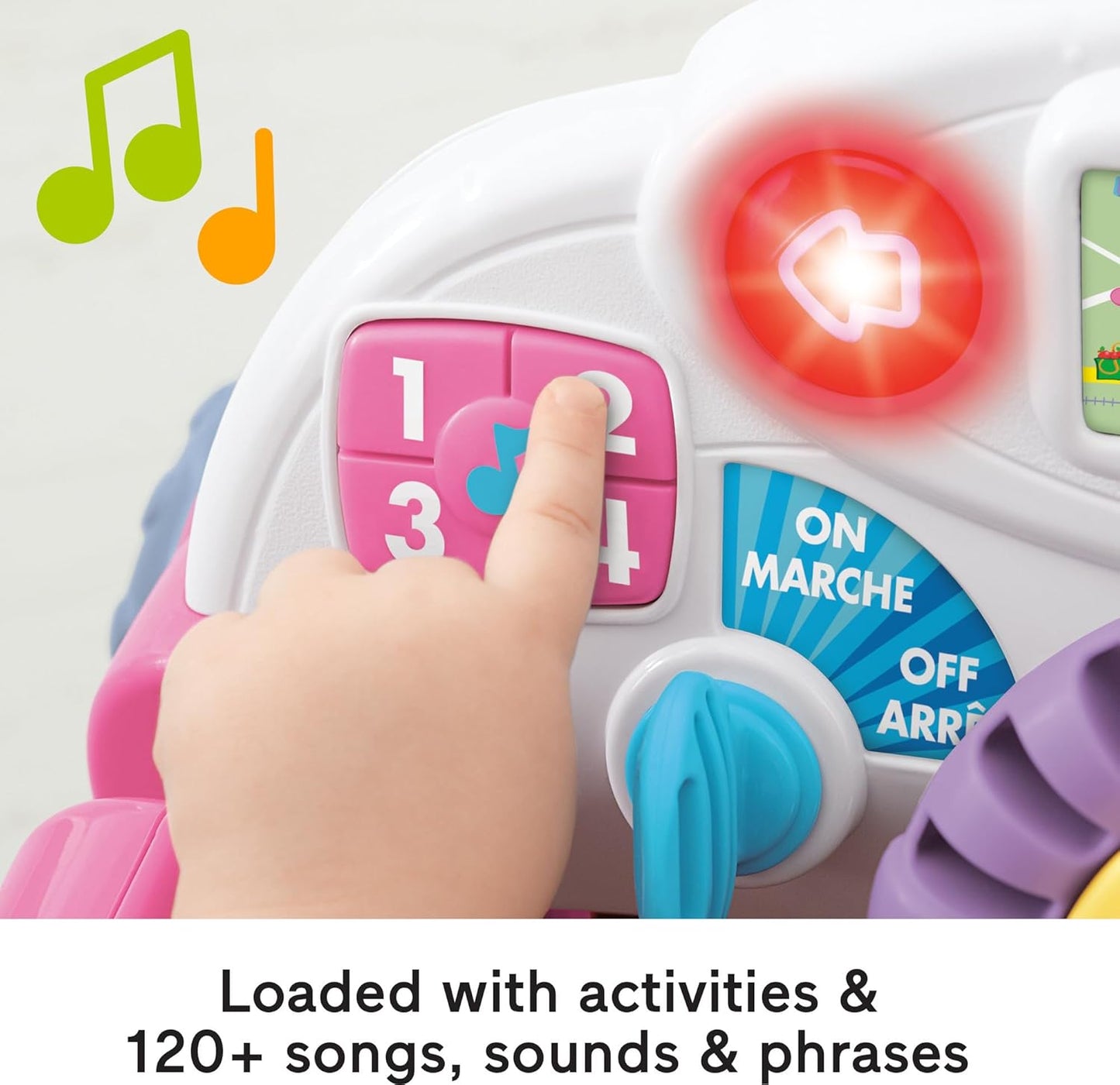 Fisher-Price Baby Learning Toy Laugh & Learn Crawl Around Car Activity Center with Smart Stages for Infants Ages 6+ Months, Pink