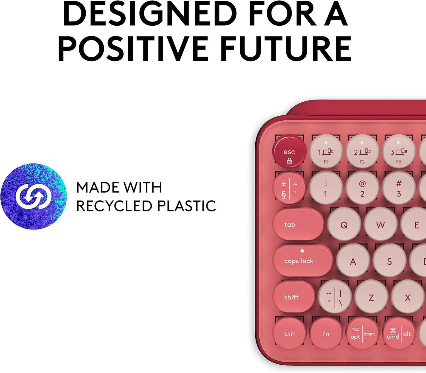Logitech POP Mechanical Wireless Keyboard with Customizable Emoji Keys Durable Compact Design Bluetooth or USB Connectivity Multi-Device OS Compatible - Heartbreaker Rose