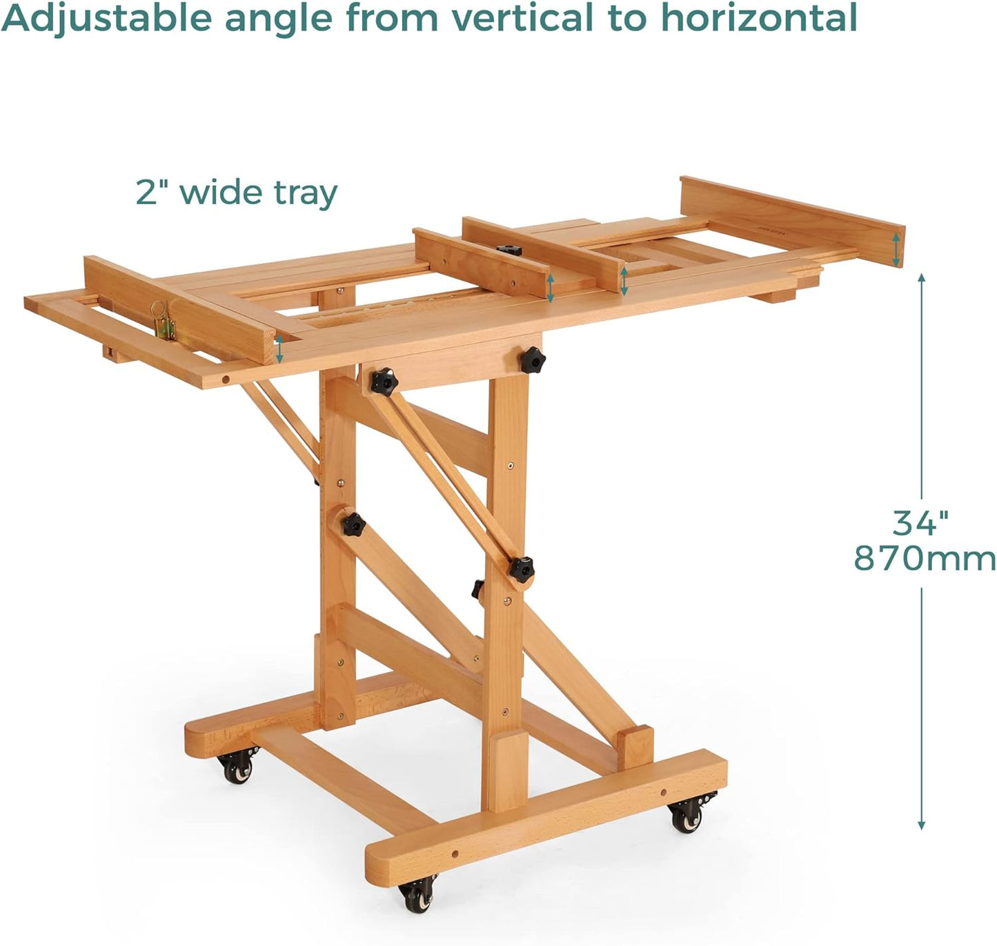 VISWIN Extra-Large Master H Frame Easel, Hold 1 or 2 Canvas up to 79", Tilts Flat, Movable Solid Beech Wood Heavy Duty Floor Easel Stand for Painting, Adjustable Art Easel Stand for Adult, Artist - N