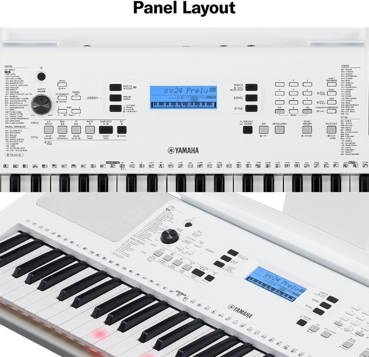 Yamaha EZ-300 61-Key Keyboard White Touch Sensitive used from JAPAN