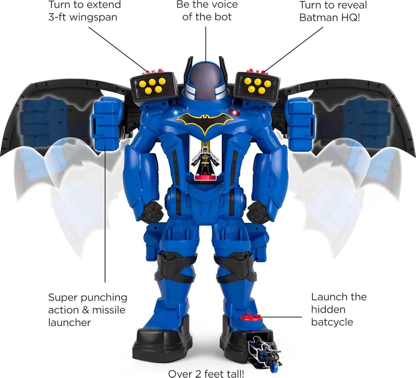 Fisher-Price Imaginext DC Super Friends Batman Toy, Batbot Xtreme Robot Playset, 30 Inches Tall with Figure for Pretend Play Kids Ages 3+ Years