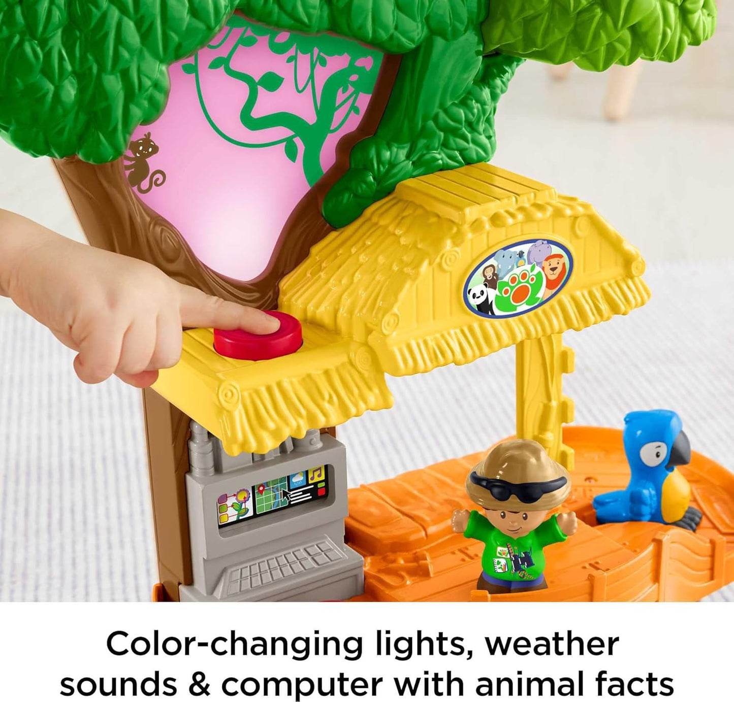 Fisher-Price Little People Toddler Toy Share & Care Safari 2-Ft Tall Playset with Lights Sounds & 7 Figures for Pretend Play Ages 1+ years