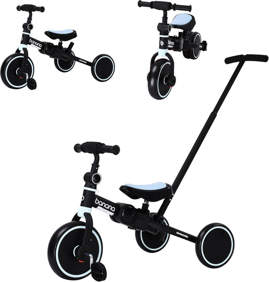 Banana bike Baby Balance Bike - Tricycle for Toddlers - Kids Trike and Bike - Balance Bike Plastic - Removable Pedals and Adjustable Handlebar and Seat