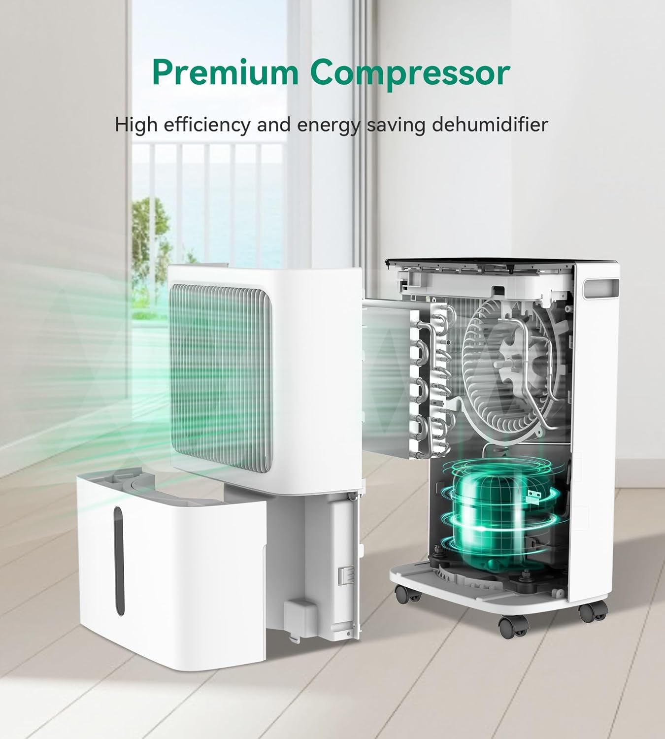 Dehumidifier for Basement with Drain Hose Max 34 Pint, VEAGASO 2500 Sq.Ft Dehumidifiers for Home, Large Room, Bathroom, Three Operation Modes, Intelligent Humidity Control, Dry Clothes, 24HR Timer