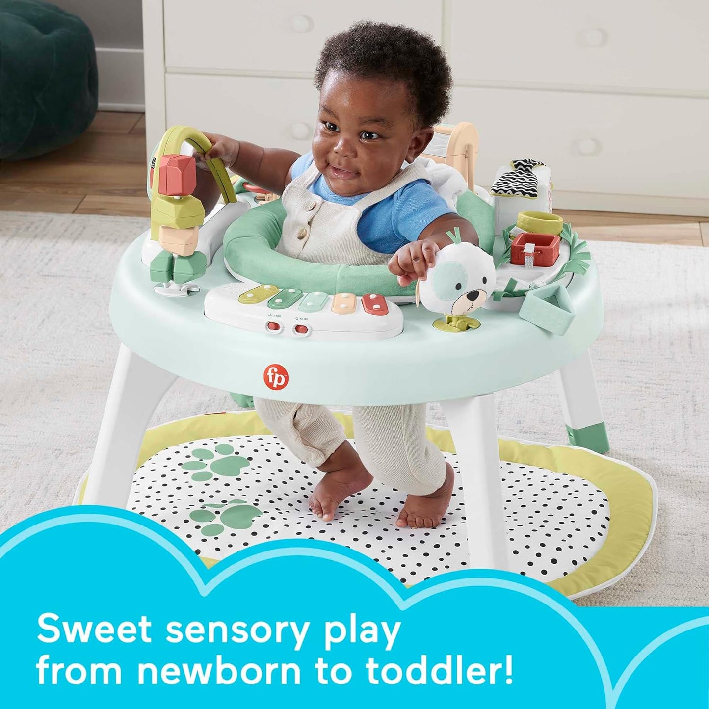 Fisher-Price Baby to Toddler Toy 3-in-1 SnugaPuppy Activity Center and Play Table with Lights Sounds and Developmental Activities