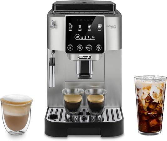 De'Longhi Magnifica Start Automatic Espresso & Coffee Machine with Manual Milk Frother for Latte, Cappuccino, Built-in Grinder, Silver, ECAM22022SB