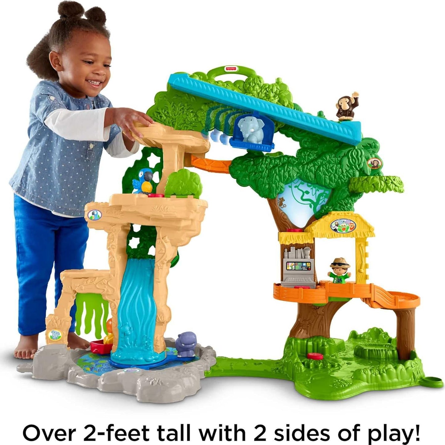 Fisher-Price Little People Toddler Toy Share & Care Safari 2-Ft Tall Playset with Lights Sounds & 7 Figures for Pretend Play Ages 1+ years