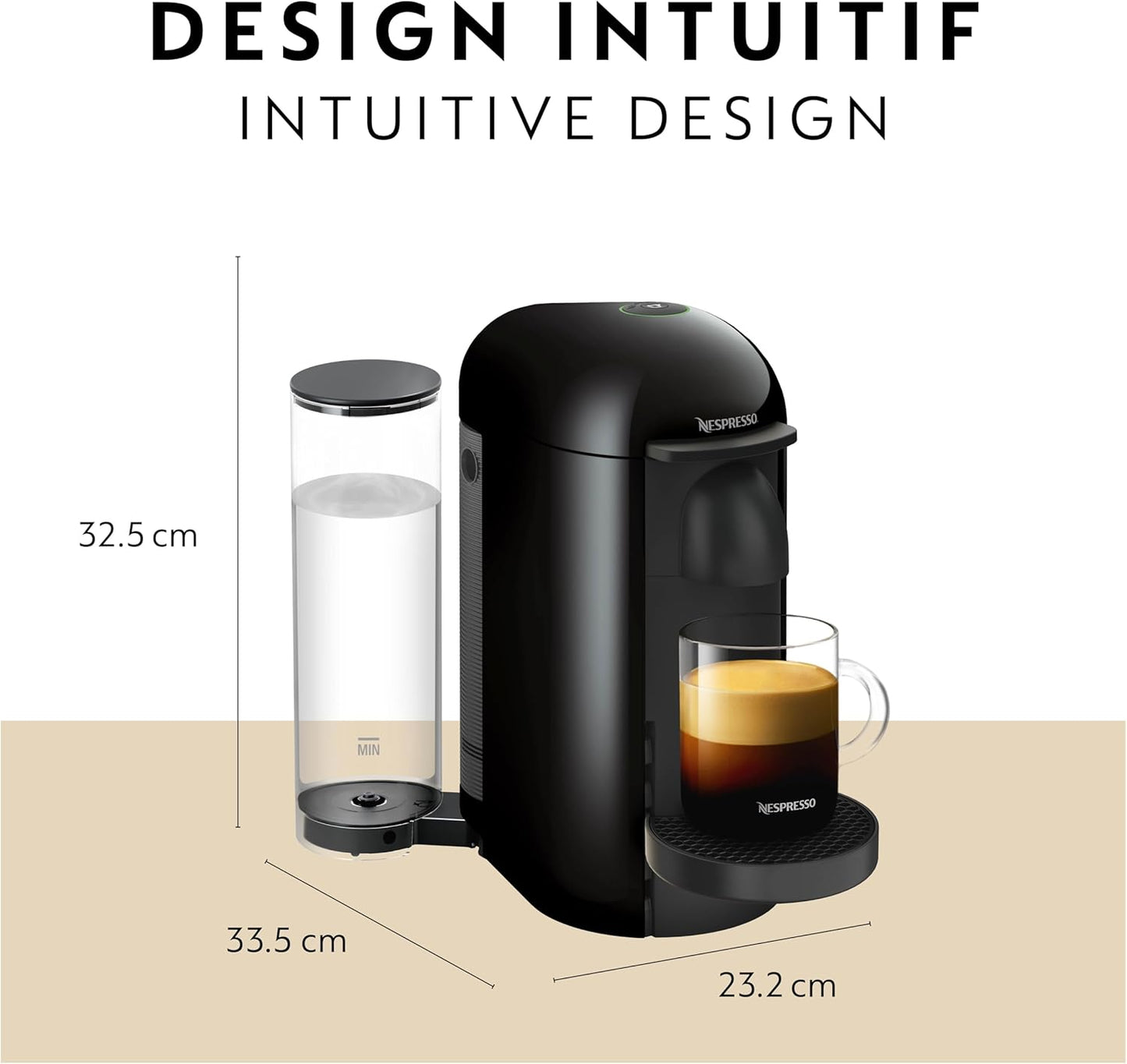Nespresso Vertuo Plus Coffee and Espresso Maker by Breville, Ink Black