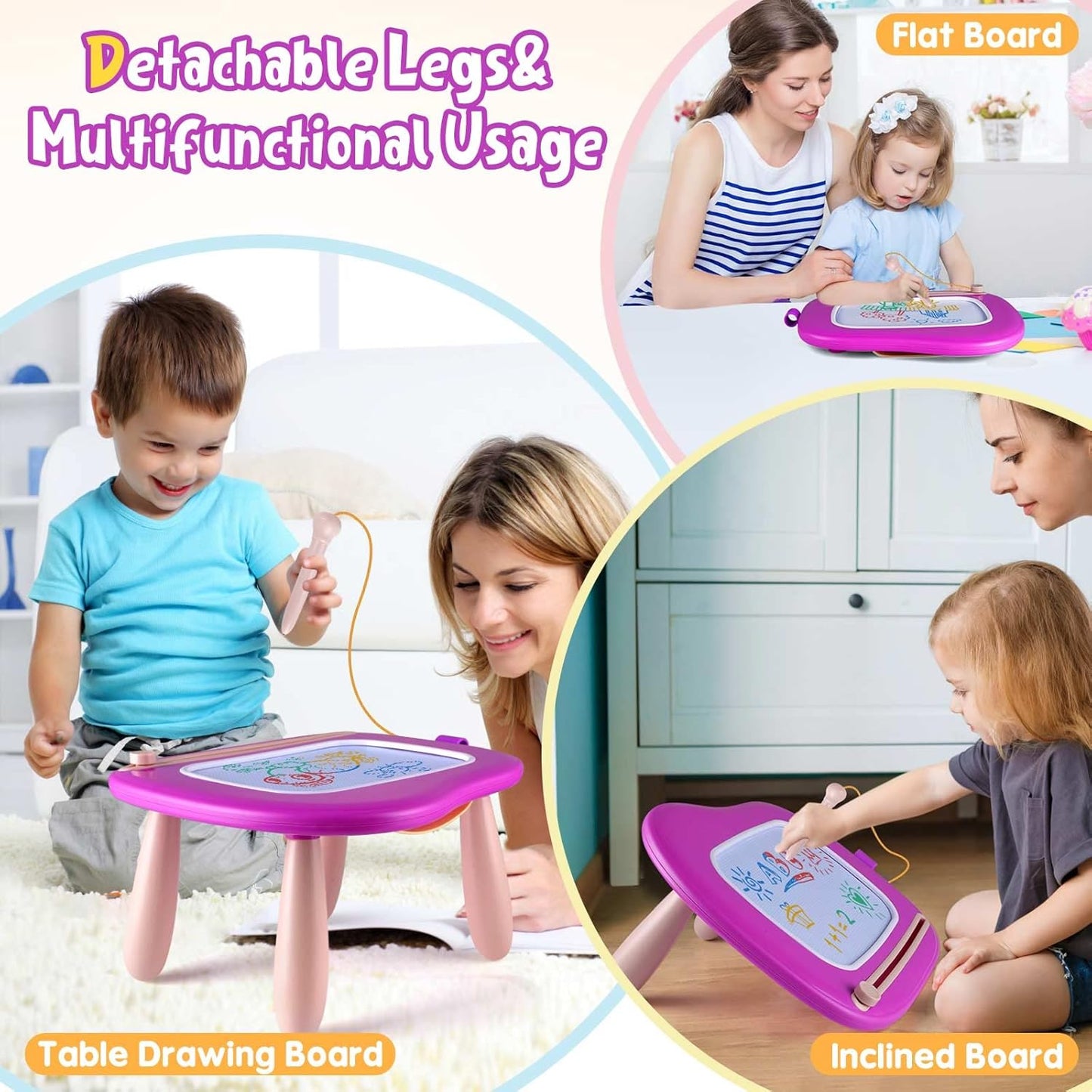 Smasiagon Toddler Toys Age 1-2 Year Old Boys Girls, Magnetic Drawing Doodle Board Valentines Day Gifts for Kids Educational Learning Toys for 1 2 3 Year Old Boys Girls Birthday Gifts (Purple)