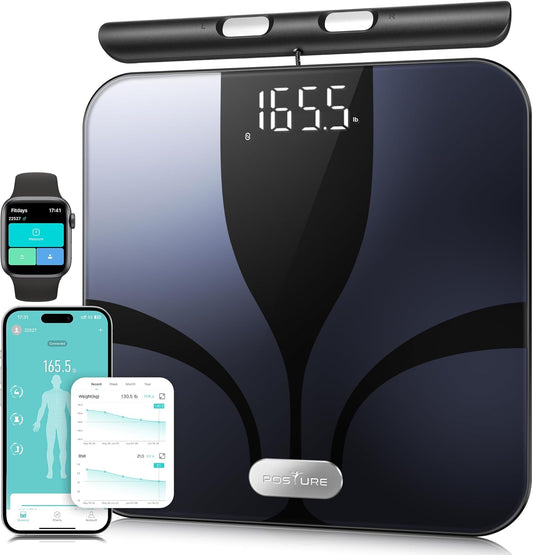 Posture Scale for Body Weight and Fat Percentage, 8 Electrodes Larger Platform Digital Scale for BMI 28 Body Composition Measurement, Bathroom Smart Scales with LED Display FSA or HSA Eligible
