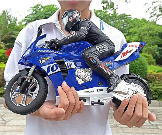 Remote Control Motorcycle, High Speed Self Balancing Single Wheel Stunt RC Motorcycle, 1/6 Scale 360° Rotating LED Flashlight Motorcycle Toys, Best Xmas Gift for Boys & Girls, Blue