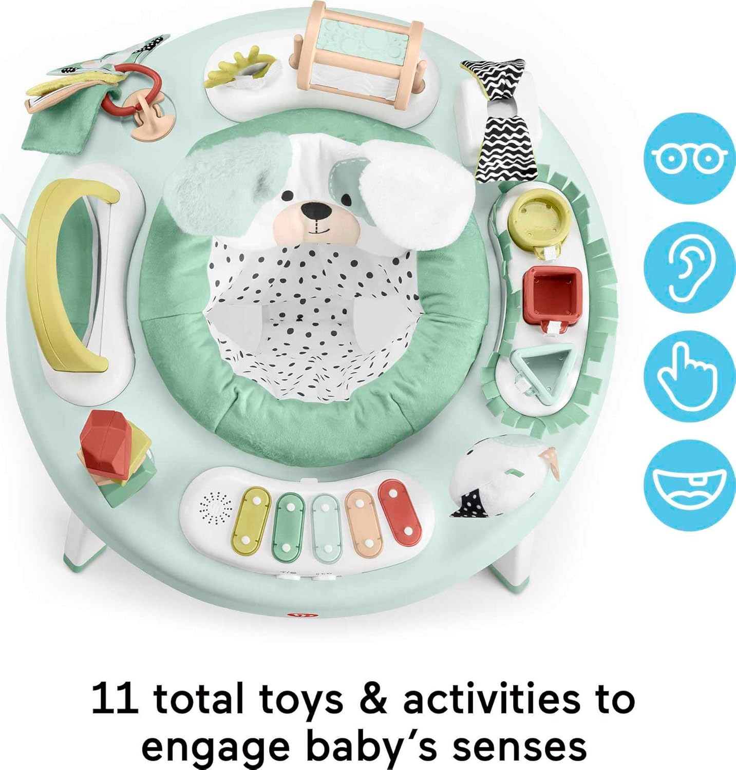 Fisher-Price Baby to Toddler Toy 3-in-1 SnugaPuppy Activity Center and Play Table with Lights Sounds and Developmental Activities
