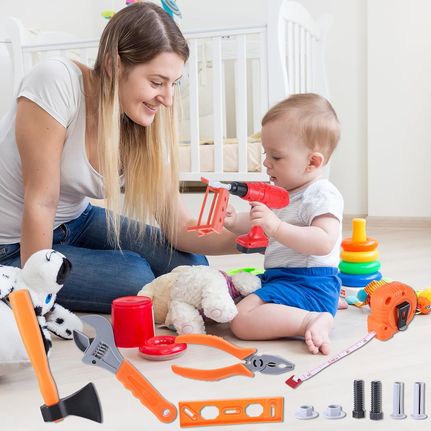 Kids Tool Set, 70 pcs Toddler Tool Set with Tool Box and Electronic Toy Drill, Pretend Play Kids Construction Kits with Clothes and Safety Hat,Toy Tool Box for Kids Boy Girl Age 3-8