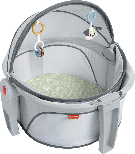 Fisher-Price Portable Baby Bassinet and Travel Play Area with 2 Toys on-the-Go Baby Dome Puppy Perfection