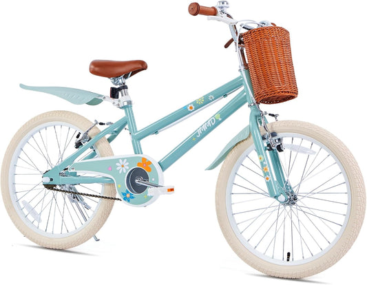 JMMD Girls Bike Ages 4-12 Years Old, Kids Bike for Toddlers with Basket & Training Wheels, 12 14 16 18 20 24 Inch Kids Bicycle with Handbrake & Kickstand