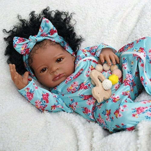 RSG 18-Inch Lifelike Reborn Black Girl - Realistic Newborn Real Life Baby Dolls