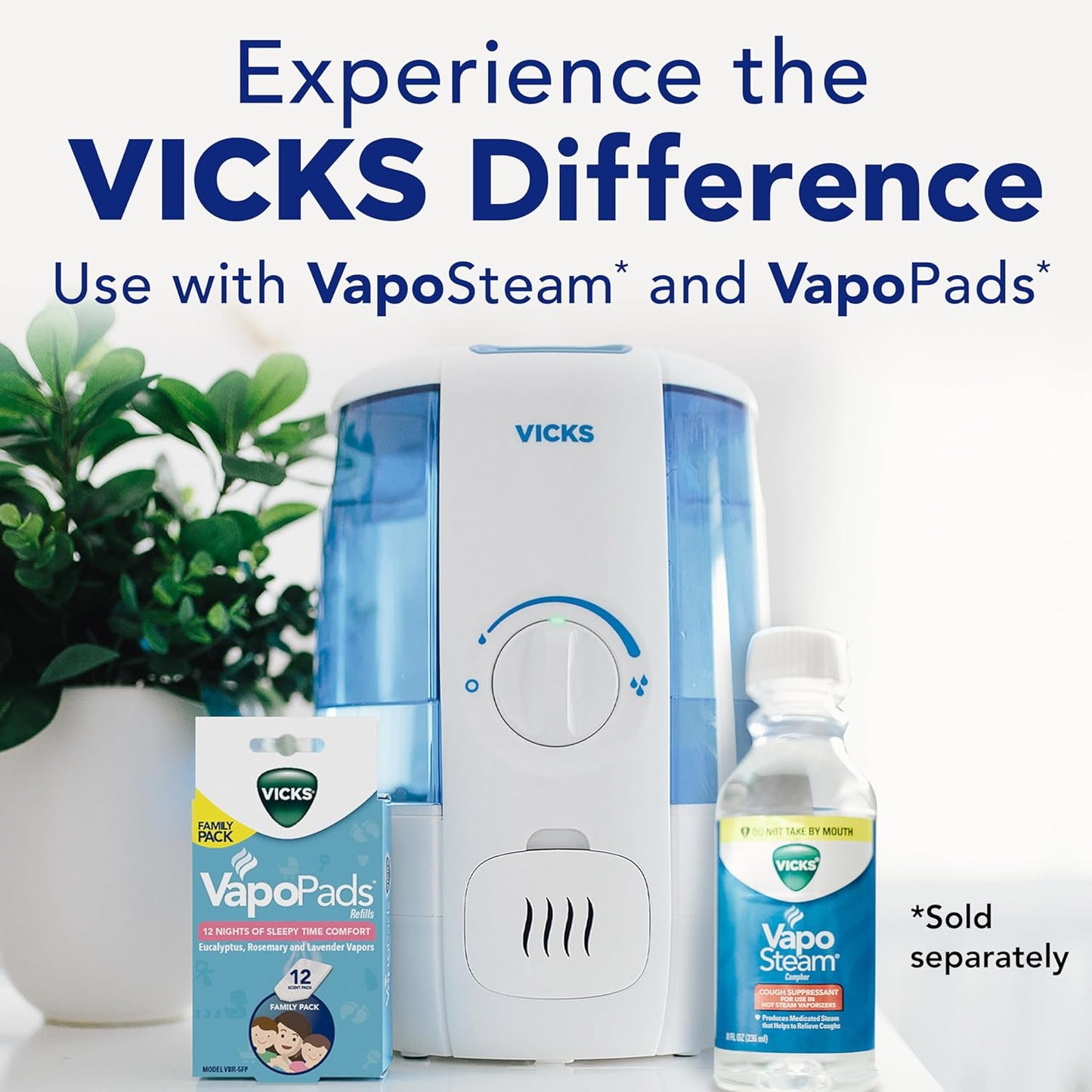 Vicks CoolRelief Cool Mist Humidifier Small to Medium Room Vaporizer for Baby, Kids, Adults, 1.2 Gal