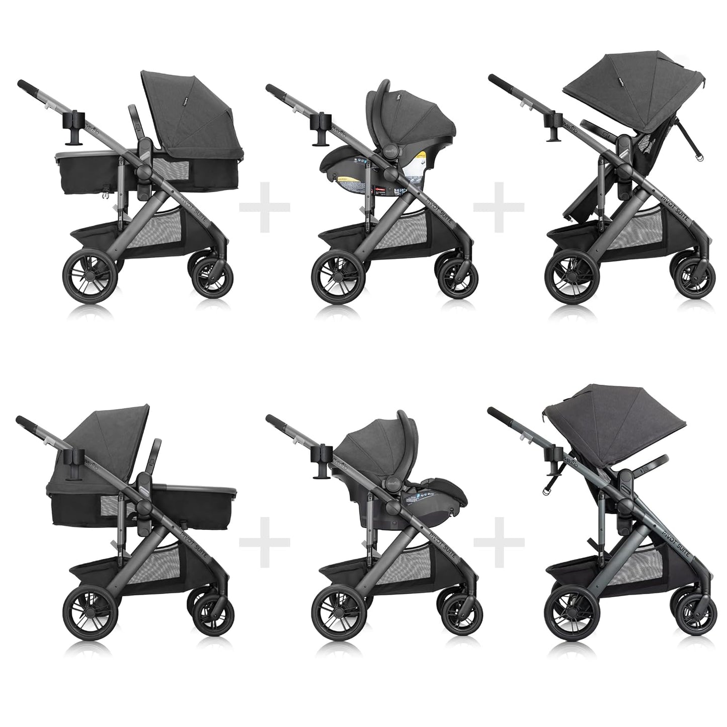 Evenflo Pivot Suite Travel System with LiteMax - Devon Gray