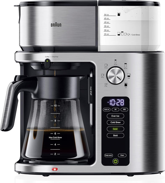Braun MultiServe Plus 10- Cup Pod Free Drip Coffee Maker 7 Brew Sizes Hot & Cold Brew Stainless steel KF9270SI