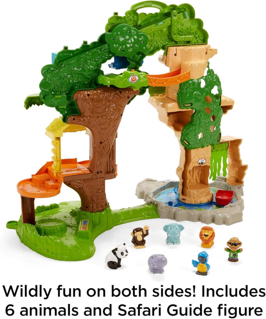 Fisher-Price Little People Toddler Toy Share & Care Safari 2-Ft Tall Playset with Lights Sounds & 7 Figures for Pretend Play Ages 1+ years