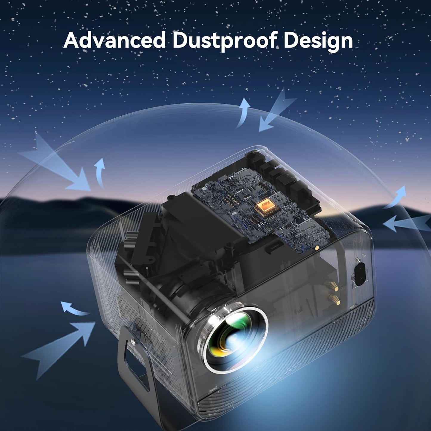 【360°Adjustable Stand & Electric Focus】 Polocsh 4K Projector with WiFi and Bluetooth, 600 ANSI & Auto Keystone Portable Projector, Native 1080P Outdoor Movie Projector for Phone TV Stick HDMI USB