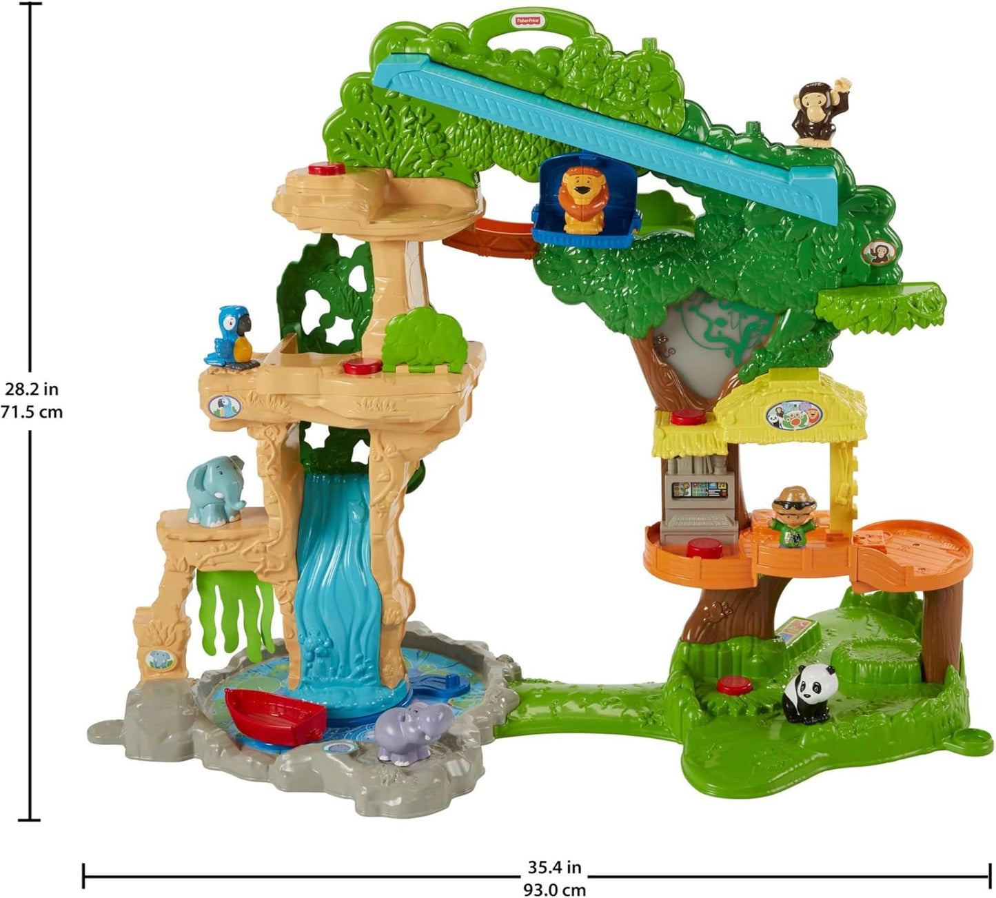 Fisher-Price Little People Toddler Toy Share & Care Safari 2-Ft Tall Playset with Lights Sounds & 7 Figures for Pretend Play Ages 1+ years