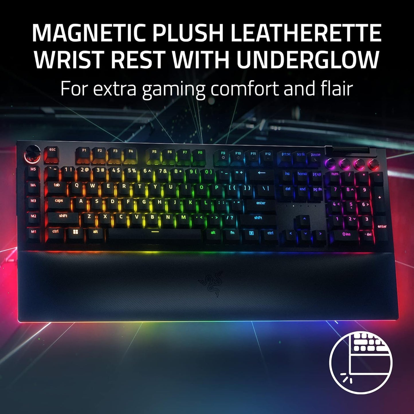 Razer BlackWidow V4 Pro Wired Mechanical Gaming Keyboard: Yellow Switches Linear & Silent - Doubleshot ABS Keycaps - Command Dial - Chroma RGB - Magnetic Wrist Rest Snap Tap
