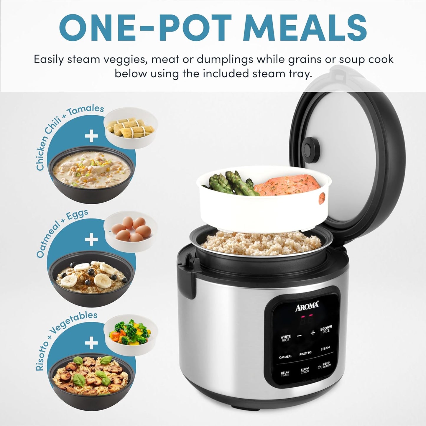 AROMA® Digital Rice Cooker, 4-Cup (Uncooked) / 8-Cup (Cooked)
