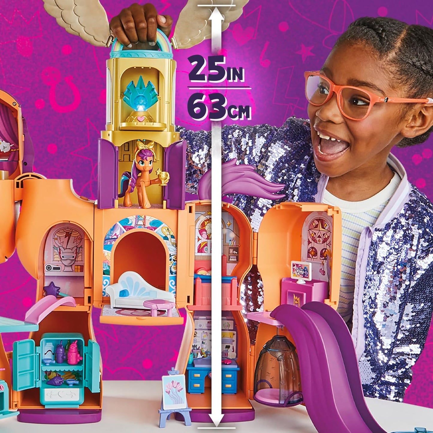 My Little Pony Toys, Sunny's Playset Reveal, 25-Inch-Tall Transforming Doll Playsets and Interactive Toys for 5 Year Old Girls & Boys