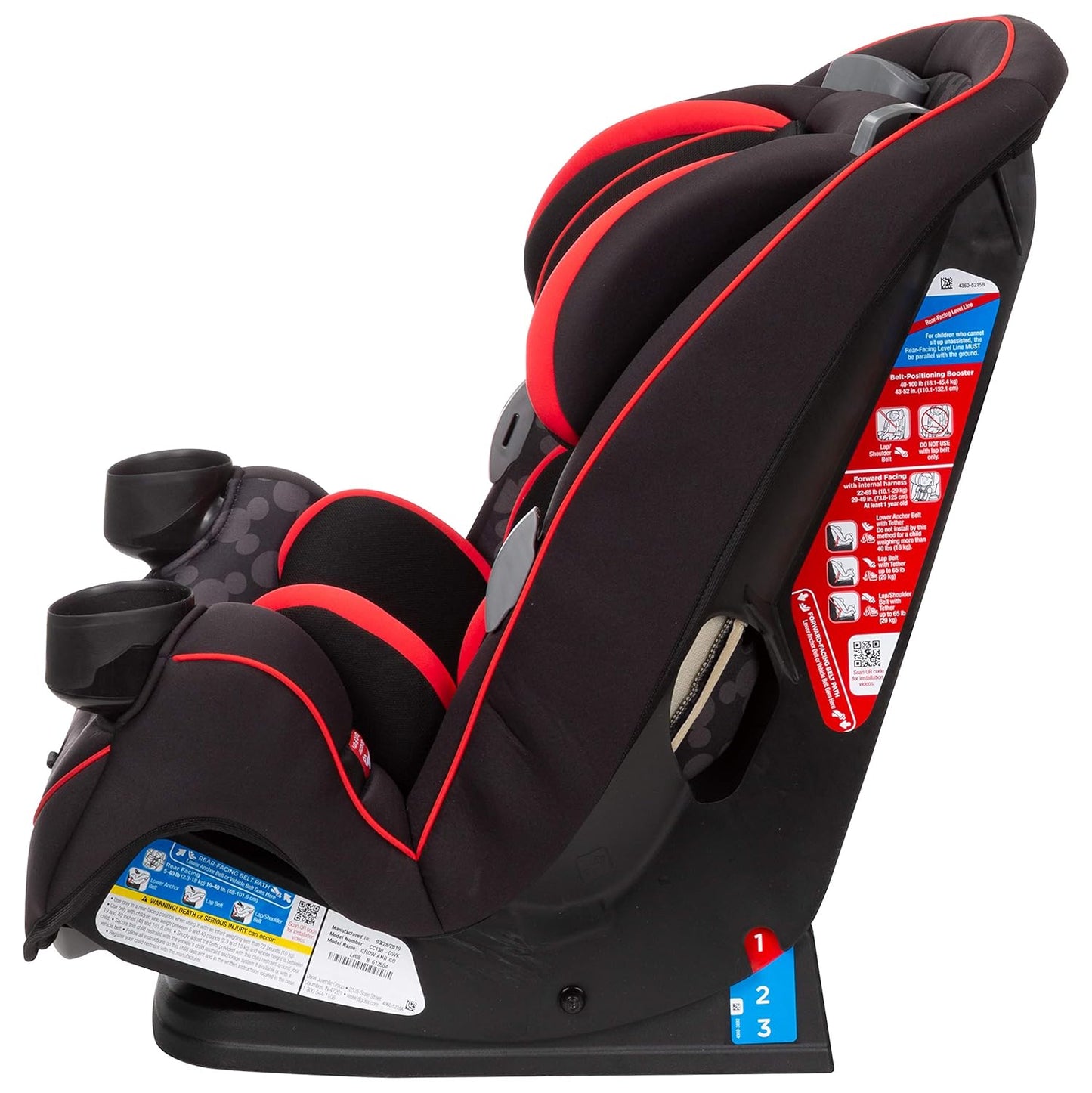 Disney Convertible Car Seat, Rear Facing 5-40 pounds, Forward Facing 30-65 pounds, Booster 40-100 lbs, Convert From Infant to Toddler, Simply Mickey