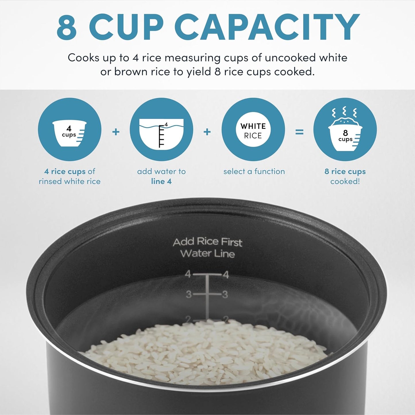 AROMA® Digital Rice Cooker, 4-Cup (Uncooked) / 8-Cup (Cooked)