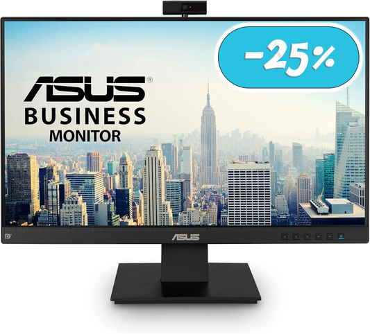 ASUS BE24EQK 23.8” Business Monitor with 1080P Full HD IPS, Eye Care, DisplayPort HDMI, Frameless, Built-in Adjustable 2MP Webcam, Mic Array, Stereo speaker, Video Conference,BLACK
