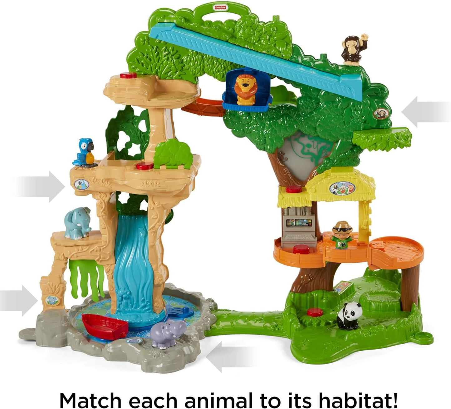 Fisher-Price Little People Toddler Toy Share & Care Safari 2-Ft Tall Playset with Lights Sounds & 7 Figures for Pretend Play Ages 1+ years