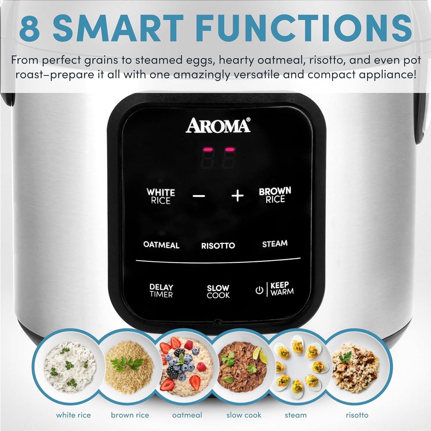AROMA® Digital Rice Cooker, 4-Cup (Uncooked) / 8-Cup (Cooked)