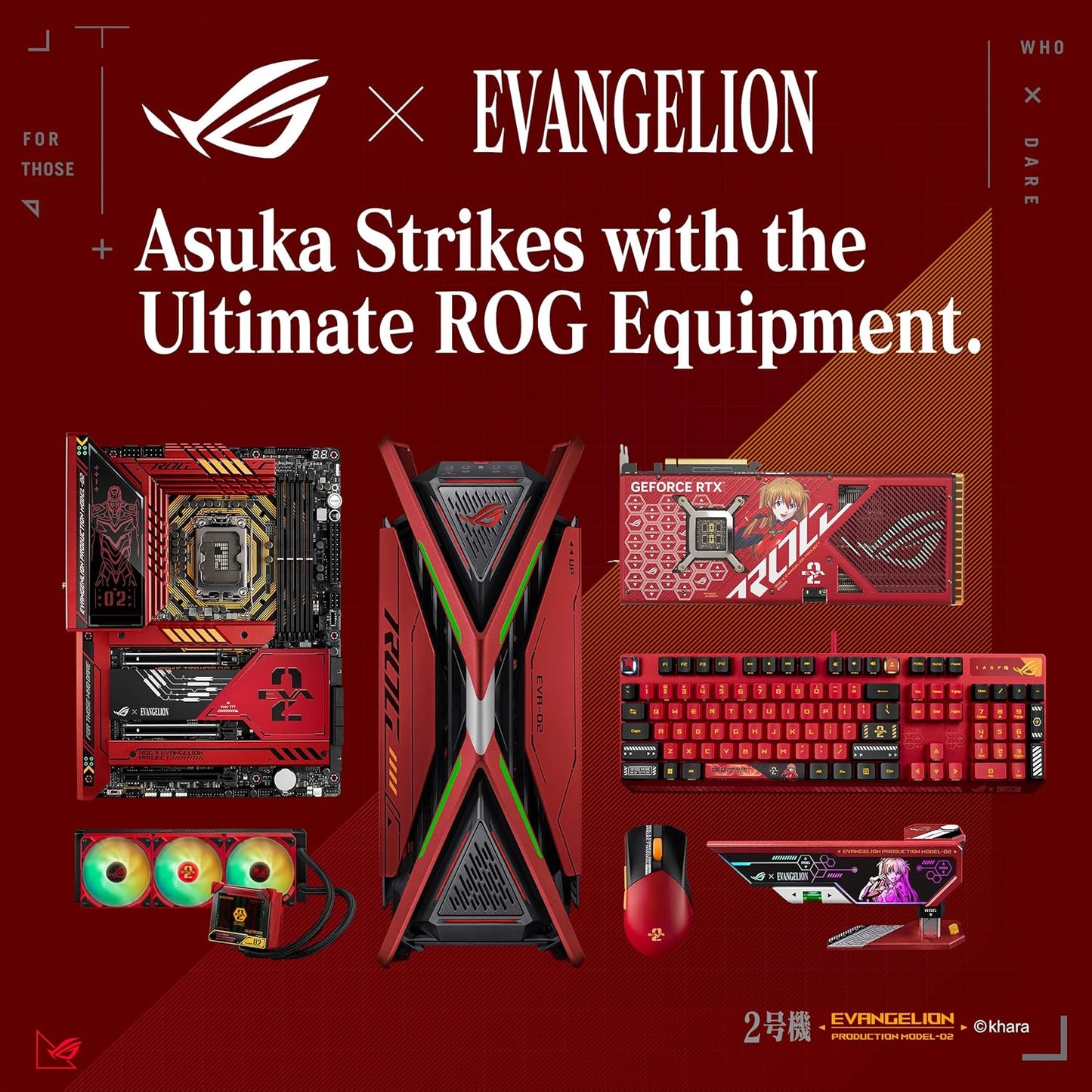 ROG Strix Scope RX EVA-02 Edition, 100% RGB Gaming Keyboard, ROG RX Red Optical Mechanical Switches, IP57 Water Resistance, USB Passthrough, Wider Ctrl Key, Stealth Key, Macro Support, EVA-themed