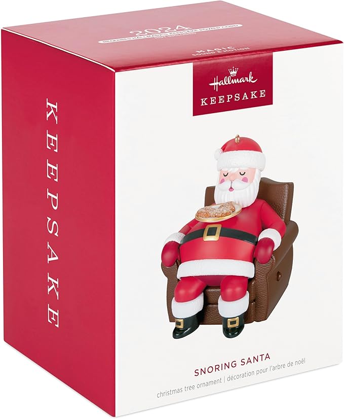 BOX Damages Hallmark Keepsake Christmas Ornament, Snoring Santa With Sound and Motion, Santa Collectors Gifts