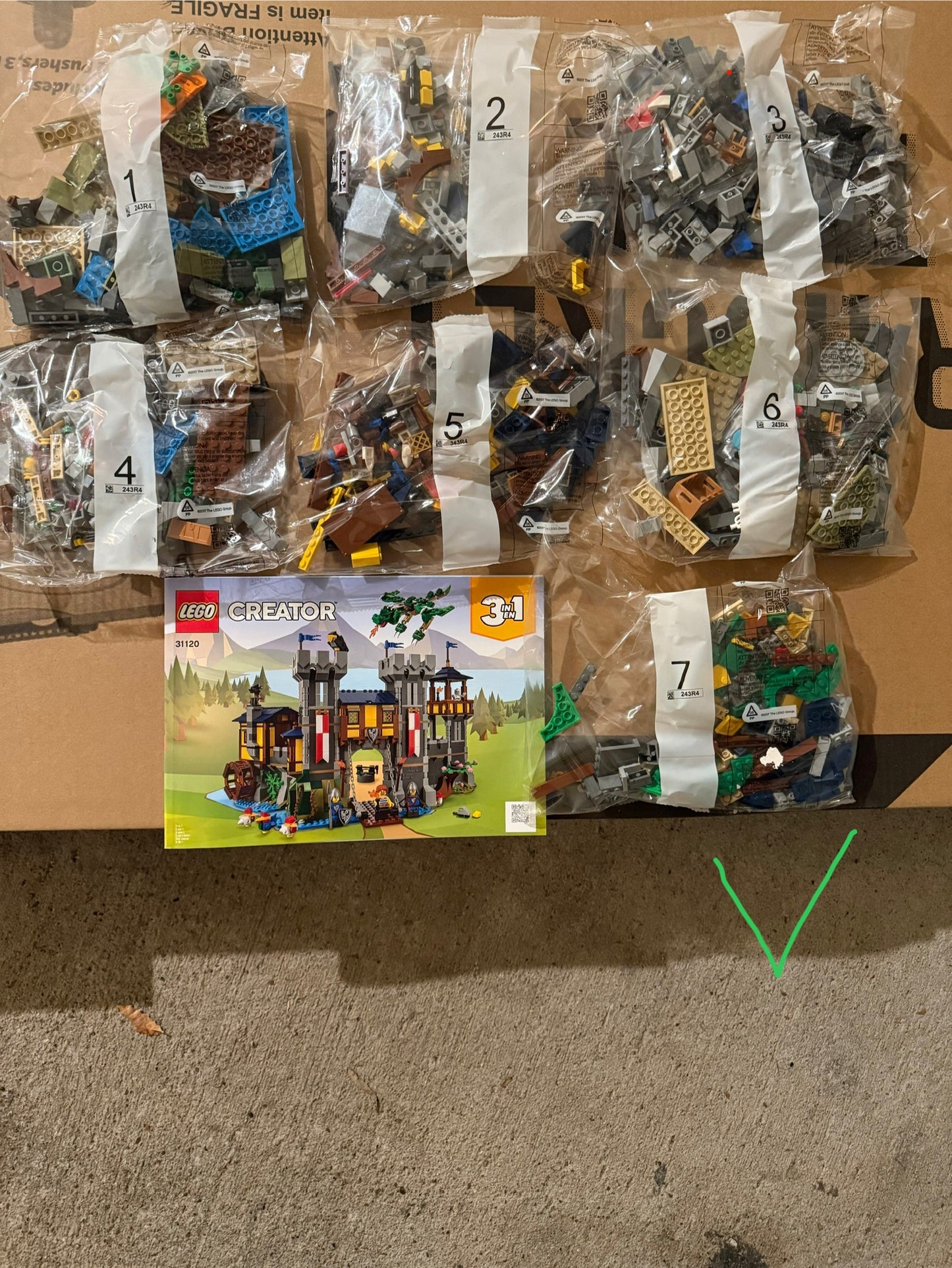BOX Damages Not a FULL SET - LEGO Creator 3 in 1 Medieval Castle Toy, Transforms from Castle to Tower to Marketplace, Includes Skeleton and Dragon Figure, with 3 Minifigures and Catapult, 31120