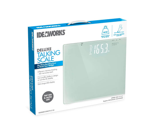 JB8524 Deluxe Talking Scale. Digital Body Weight Talking Bathroom Scale, High Precision Measurements, Over 600 Pound Capacity Weight Scale. Extra-Large Display, Auto-Calibrated, Precision Balanced