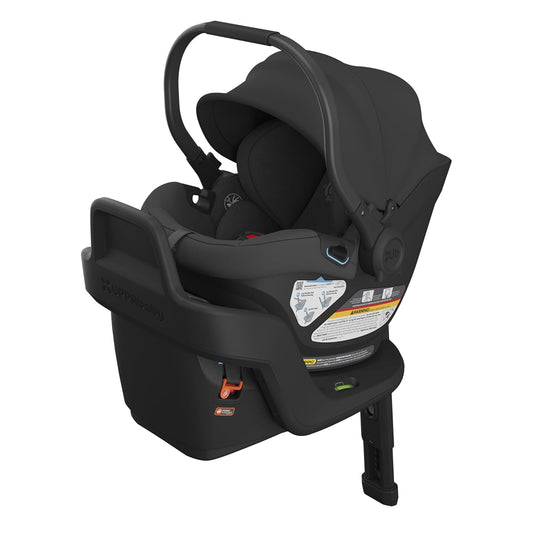 UPPAbaby Aria Lightweight Infant Car SeatJust Under 6 lbs for Easy Portability Base with Load Leg Infant Insert Included Direct Stroller Attachment Jake (CharcoalBlack Leather)