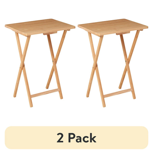 (2 pack) Mainstays Indoor Single Folding TV Tray Table Natural L 19 x W 15 x H 26 inches