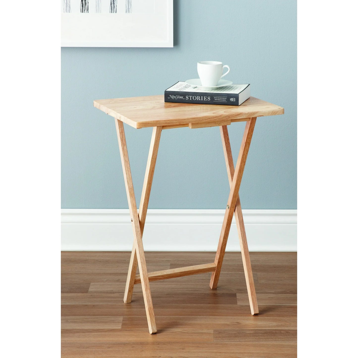(2 pack) Mainstays Indoor Single Folding TV Tray Table Natural L 19 x W 15 x H 26 inches